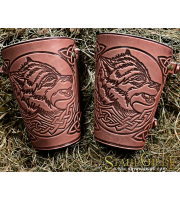 A Pair Leather Cuff Wolves: a pair